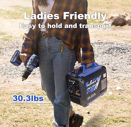 DK 2300W Mini Inverter Generator, 30lbs Ultra-lightweight, Gas Powered, Quite & Compact, for Outdoor Activities Car Camping Mobility (DK2300i-M)