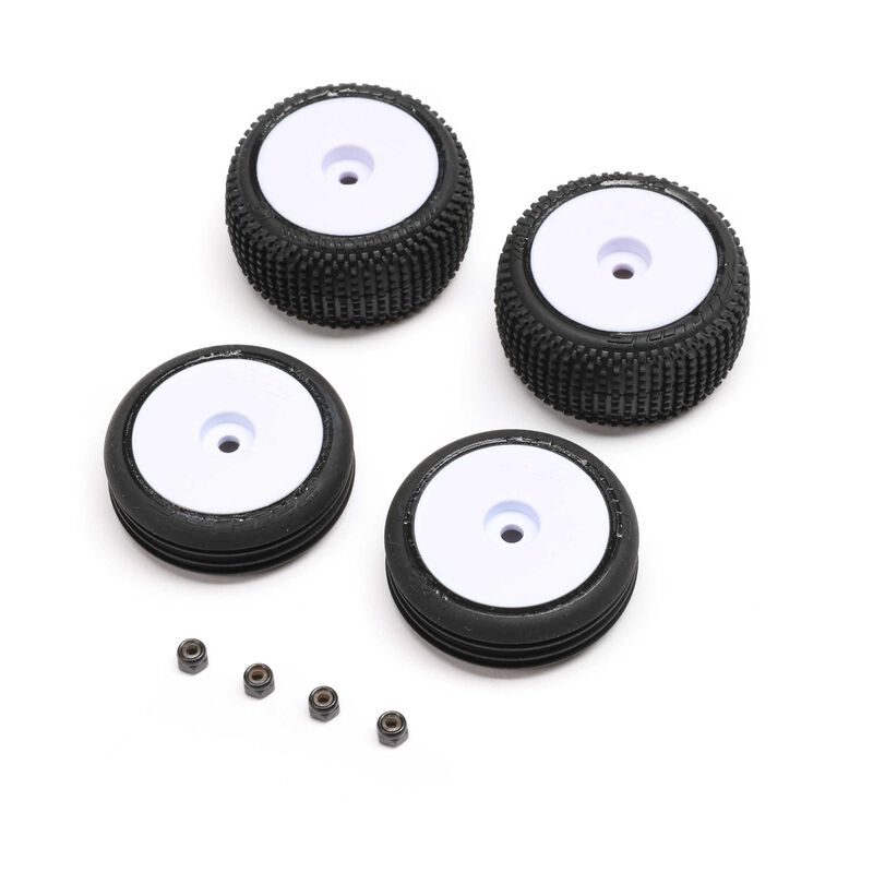 Losi Tires, Wheels, White, Mounted: Micro-B