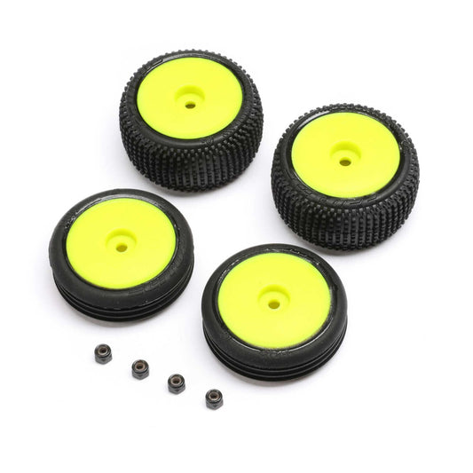 Losi Tires, Wheels, Yellow, Mounted: Micro-B