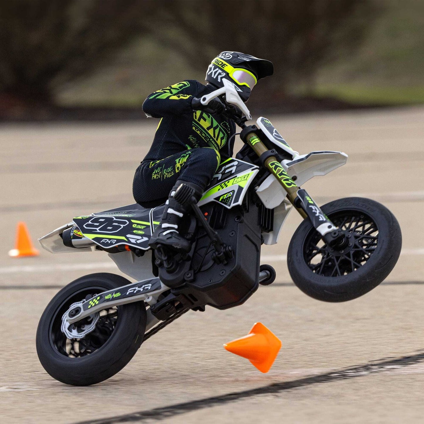 Losi Promoto-SM 1/4 Super Moto Motorcycle, FXR, White: RTR Basic