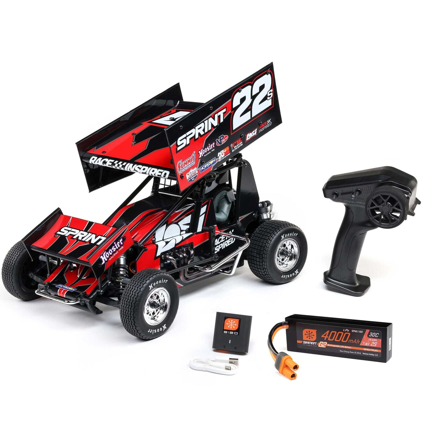 Losi 22S Sprint, RTR with Battery and Charger, Red: 1/10 2WD
